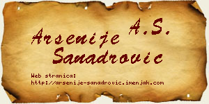 Arsenije Sanadrović vizit kartica